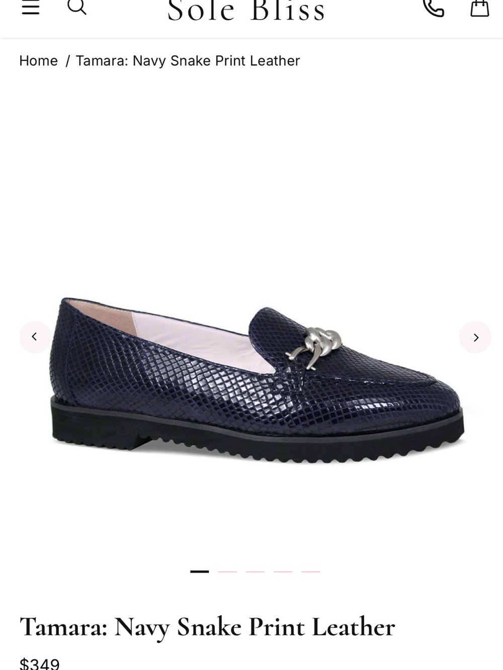 Sole Bliss Navy Tamara Snake Print Leather Loafers Size 39 1/2 US 8.5 NWOT